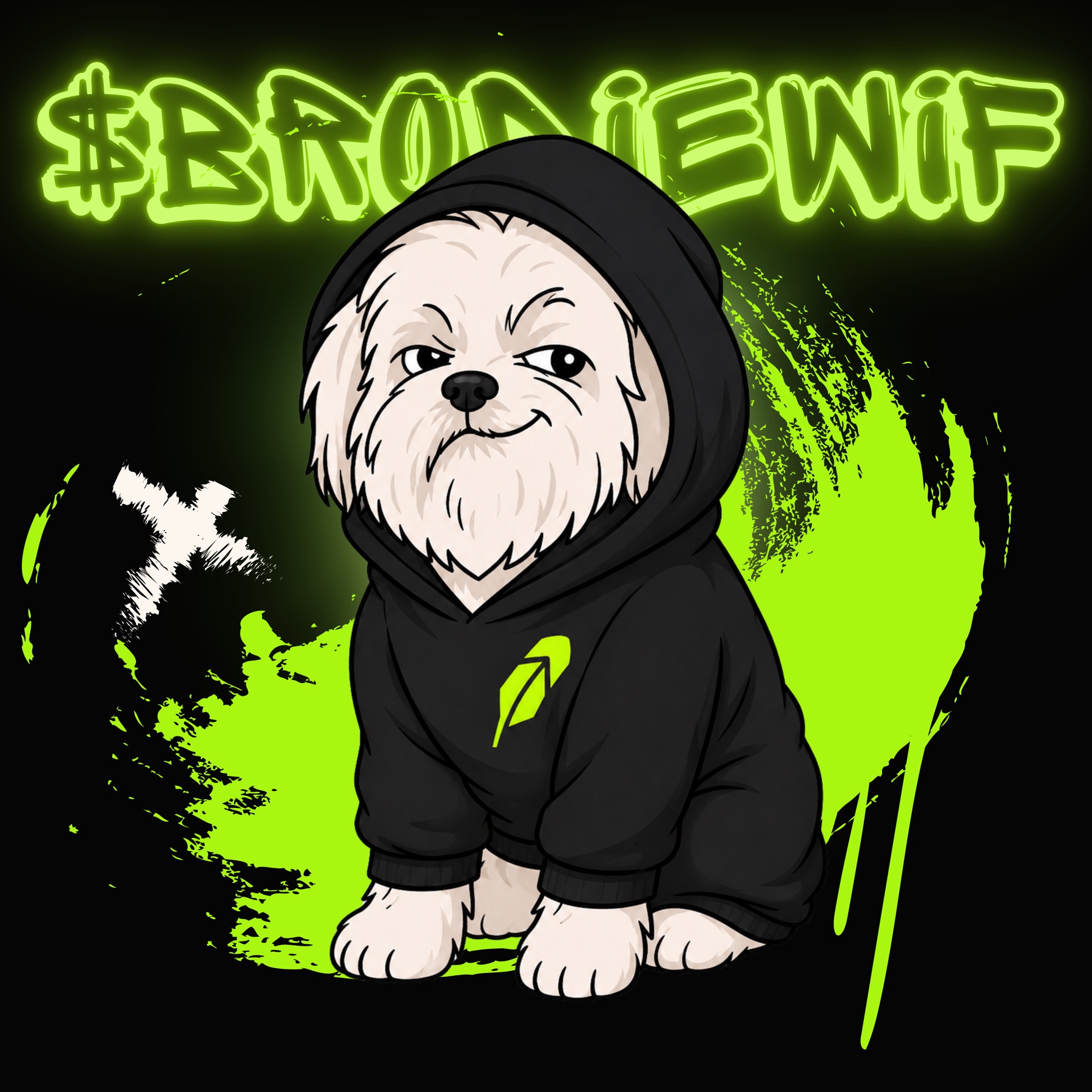 Brodie in a black hoodie in front of a bright lime graffiti backdrop.